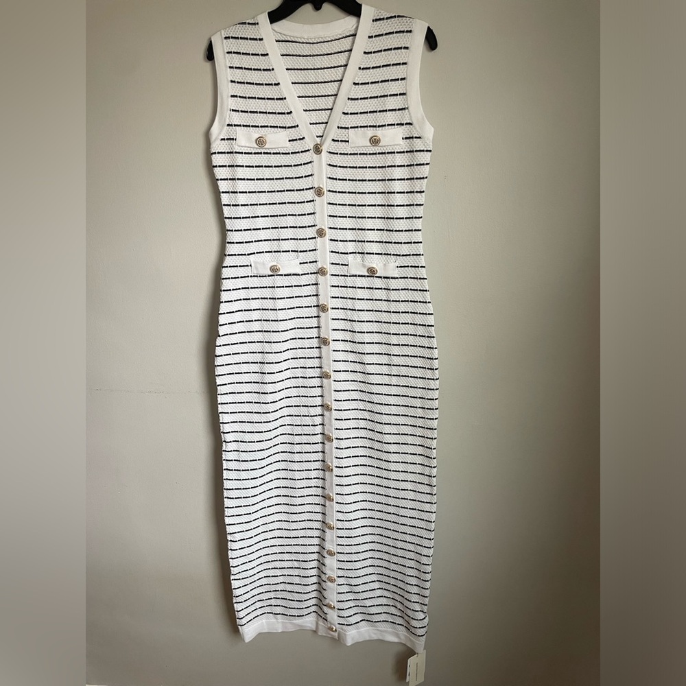 Striped Sleeveless Button-Down Dress